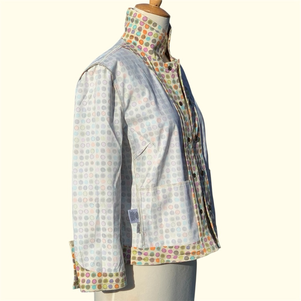 Sigrid Olsen Sport Multi-Colored Polka Dot Button Front Retro Jacket ~ Medium - Picture 8 of 13